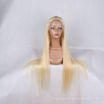 Top quality full lace blonde wig with fringe, 613 full lace wig human hair
